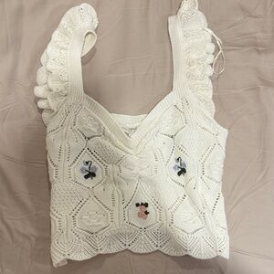 Chelsea & Violet Cream Crochet Crop Top